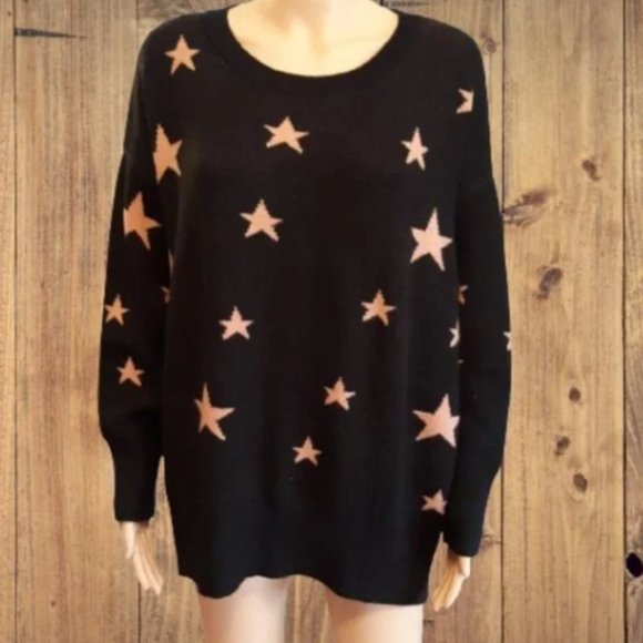 Como Vintage Sweaters - Como Vintage Woman Plus Stars Rayon Sweater size 2X black gold B88